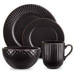 Tower Empire 16 Piece Dinnerware Set Black