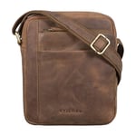 STILORD 'River' Sacoche Homme Cuir Petit Sac à Bandoulière pour iPad Sac Messager Pochette à l'Épaule Crossbody Bag en Cuir Véritable, Couleur:Marron Moyen