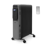 Keplin 2500W Oil Filled Radiator - Efficient & Portable Electric Heater with Remote Control, Touch Control Display, Timer & 3 Heat Settings, Overheat & Tip-over Protection For Home & Office (Grey)