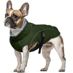 Manteau d'hiver pour Chien, Veste Coupe-Vent Chien Imperméable Vêtements Polaire Chiot Gilet Réfléchissante Coat Veste d'habillement Chien Chaud avec Col en Fourrure(Vert Armée, S)