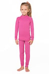 Enfants sous-vêtements Thermiques Set 2 pièces Ensemble de sous-vêtements de Ski pour Enfant avec t-Shirt Manches Longues et caleçon Long pour Garcon Fille (152-158 cm, Rose)