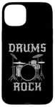 Coque pour iPhone 15 Plus Batterie Rock, batteur fête des pères musicien rock Goth