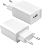 Chargeur Usb,2 Packs Adaptateur Universel 5v 2a,Prise Usb Secteur,Embout Charger Usb A 5w Pour I-Phone 6/7/8/X/Xr/Se/11/12/13/14/Samsung Galaxy/Xiaomi/Smartwatch/Ecouteurs,Blanc