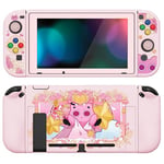 PlayVital ZealProtect Soft Protective Case for Nintendo Switch, Flexible Cover for Switch with Tempered Glass Screen Protector & Thumb Grips & ABXY Direction Button Caps - PP & Pink