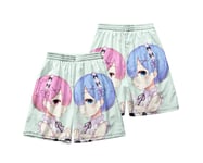 1PCS Swimming Shorts Mens Anime Ram Rem Re：Life In A Different World From Zero 3D Print Funny Hawaiian Beach Trunks Surf Gym With Pockets For Summer Beach Holiday XS