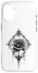 Coque pour iPhone 16 Rose noire avec cadre - Gothique