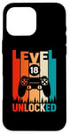 Coque pour iPhone 16 Pro Max Level 18 Jeu vidéo débloqué pour 18e anniversaire Garçon