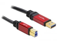 DELOCK – USB 3.0 cable, type A male - type B male, premium, 2m, black/red (82757)