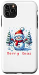 iPhone 11 Pro Max 8-Bit Pixel Art Style Snowman Winter Xmas Scene Case