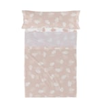 Jeu de draps HappyFriday Basic Kids Clouds Rose Lit 1 persone 2 Pièces