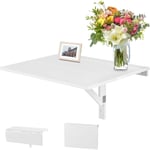 RELAX4LIFE Table Murale Rabattable 80x60cm avec Support Triangulaire Double Pliage, Table Cuisine Murale pour Salon, Salle,Cuisine,Bureau (Blanc)