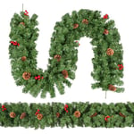 Uten Guirlande de Noël, 1.8 m/5.9ft Guirlandes des Fêtes Artificielle avec Pommes de Pin, Baies Rouges pour Cheminée, Escaliers, Porte, Décoration Couronne de Fêtes