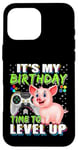 Coque pour iPhone 16 Pro Max It's My Birthday Pig Time to Level Up Jeu vidéo