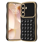 Miss Arts for Samsung Galaxy S24 Case, for Samsung S24 Phone Case with Suction Mount【Hands-Free Strong Grip Holder for Selfies and Videos】 Women Girls Bling Luxury Protective Cover - Black