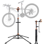 Vevor Pied deAtelier Velo Pliable Charge 36,3 kg Support de Reparation de Velo Reglable en Hauteur Pince Pivotant 360° Stand de Bicyclettes avec