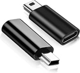 Adaptateur USB C vers Mini 2.0,(Pack de 2), Type C (Femelle) vers Mini Type 2.0 (Mâle) Convertir Connecteur, Compatible avec la Caméra Embarquée, les Appareils Photo Numériques, Ordinateur, GPS