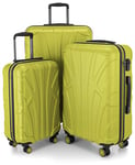 Suitline - Set of 3 Hardshell suitcases, Travel suitcases, Trolley, Rigid luggages, TSA, (55 cm, 66 cm, 76 cm), 100% ABS, mat, Fern