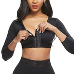 Womens Shapewear 3/4 ärm Arm Shaper Front Stängning Kompression BH Post Surgery Posture Corrector Linne BLACK M