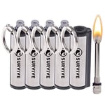 SURVIVE Permanent Match, The Forever Lighter, Emergency Fire Starter Striker Set, Metal Keychain Unlimited Waterproof Stick, Pack of 5