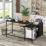 Bureau d'Angle, Bureau Informatique Convertible L avec Prise de Courant - Noir CW8071 Maison Chic