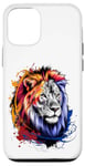 Coque pour iPhone 12/12 Pro Majestic Lion Roaring Colors Art – Graphique animé de la faune