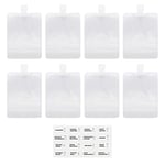 RIIEYOCA Lot de 8 sacs de voyage fluides portables, sacs d'emballage cosmétiques transparents étanches pour shampoing/gel douche/désinfectant pour les mains (IT, mix)