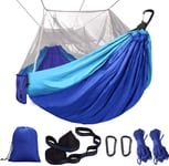 Hamac de Camping Simple et Double avec moustiquaire/moustiquaire, Sangles darbre pour hamac et mousquetons, hamac Portable en Nylon pour Parachute pour Le Camping, la randonnée