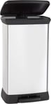 Curver Metal Effect 70% Recycled Kitchen Pedal Touch Deco Bin 50 Litres - Silver