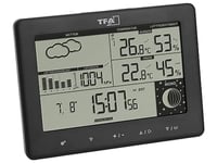 TFA Dostmann Station météo Radio Elements, 35.1158.01, avec émetteur extérieur, prévisions météo, Affichage Allemand, Phases lunaires, Noir