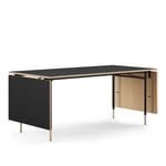 House of Finn Juhl - Nyhavn Dining Table, With Extensions, Top: Light oiled oak/black linoleum, Base: Black Steel