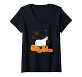 Womens Ghost Horse Rider Equestrian Horse Riding Halloween Horse V-Neck T-Shirt