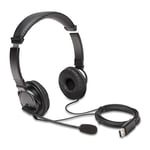 Kensington, casque audio USB avec fil, stereo, anti-bruit, binaural, PC/Mac/ordinateur/tablette Windows, Mac et ChromeBook, Bureau, gaming, centre d'appels, Noir, K97601WW