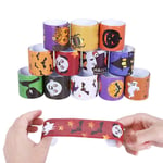 HUHU833(TM) Halloween Slap Bracelets,Halloween Snap Wristbands with Pumpkin,Ghost,Spider,Bat,Skeleton Designs,Slap Band for Kids Birthday Party Costume Accessories&Classroom Gifts (4×12pc)