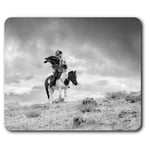 Rectangle Mouse Mat BW - Kazakh en Eagle Hunter Man  #35917