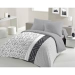 Parure de couette microfibre ETHNO - 1 housse de couette 240 x 260 cm + 2 taies d'oreiller 63 x 63 cm - Gris