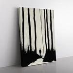 Man In The Forest White, Black, Grey Canvas Wall Art Print Ready to Hang, Framed Picture for Living Room Bedroom Home Office Décor, 76x50 cm (30x20 Inch)