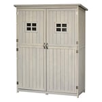 Outsunny Abri de Jardin Armoire de Jardin Remise pour Outils sur Pied dim. 128L x 50l x 164H cm 2 étagères 2 Portes 2 fenêtres Toit bitumé étanche Bois Massif Sapin pré-huilé Gris