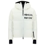 Moncler Mens Grenoble Mazod Logo Printed Puffer White Hooded Jacket - Size X-Large