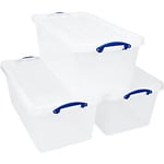 Really Useful Box Storage Box 82 L Transparent PP (Polypropylene) 33.5 x 82 x 44 cm Pack of 3