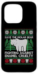 Coque pour iPhone 15 Pro Pull de Noël moche avec ours en molaire « Save The Molar Bear »