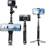 Perche à Selfie trépied pour GoPro Hero 13 12 11 10 9 Insta360 DJI Osmo, Perche à Selfie en Aluminium 35,4" avec rotule à 360 ° Support de téléphone pour Appareil Photo iPhone Sony Nikon Canon Camera