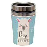 Dekohelden24 Mug isotherme to go - 3886731 Lama - Motif : court pause alors aller - Dimensions H : 13,5 x 8,4 cm - Capacité : 240 ml