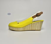 Tommy Hilfiger Iconic Elba Slingback Wedges Sandals Yellow UK Size 6.5 EUR 40