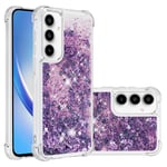 IMEIKONST Samsung Galaxy A35 5G Glitter Case, Liquid Sparkle Quicksand Clear Transparent Sequin Girls Slim TPU Bumper Silicone Shockproof Cover for Samsung Galaxy A35 5G. Love Purple YBW