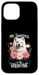 Coque pour iPhone 15 Roses Flowers Valentine's Day Samoyed Dog Sammies