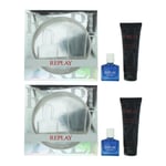 Replay Mens Essential For Him Eau De Toilette 30ml + Shower Gel 100ml Gift Set x 2 - One Size