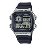 Mens Wristwatch CASIO AE-1200WH-1CVCF Digital Silicone Black Chrono Alarm 100mt