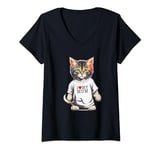 Womens Cute Cat In I Love My Mum Shirt For Best Cat Mum Ever V-Neck T-Shirt