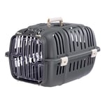 Ferplast Caisse de Transport Chat, Cage de Transport pour Chiens Petits et Chats jusqu'à 5 Kg, Porte Transparente Antichoc, Fentes d'aération, 32 x 47 x h 29 cm, Boite Panier Transport Jet 10, Gris