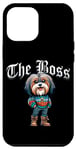 Coque pour iPhone 15 Plus The Boss Veste pour chien Terrier tibétain